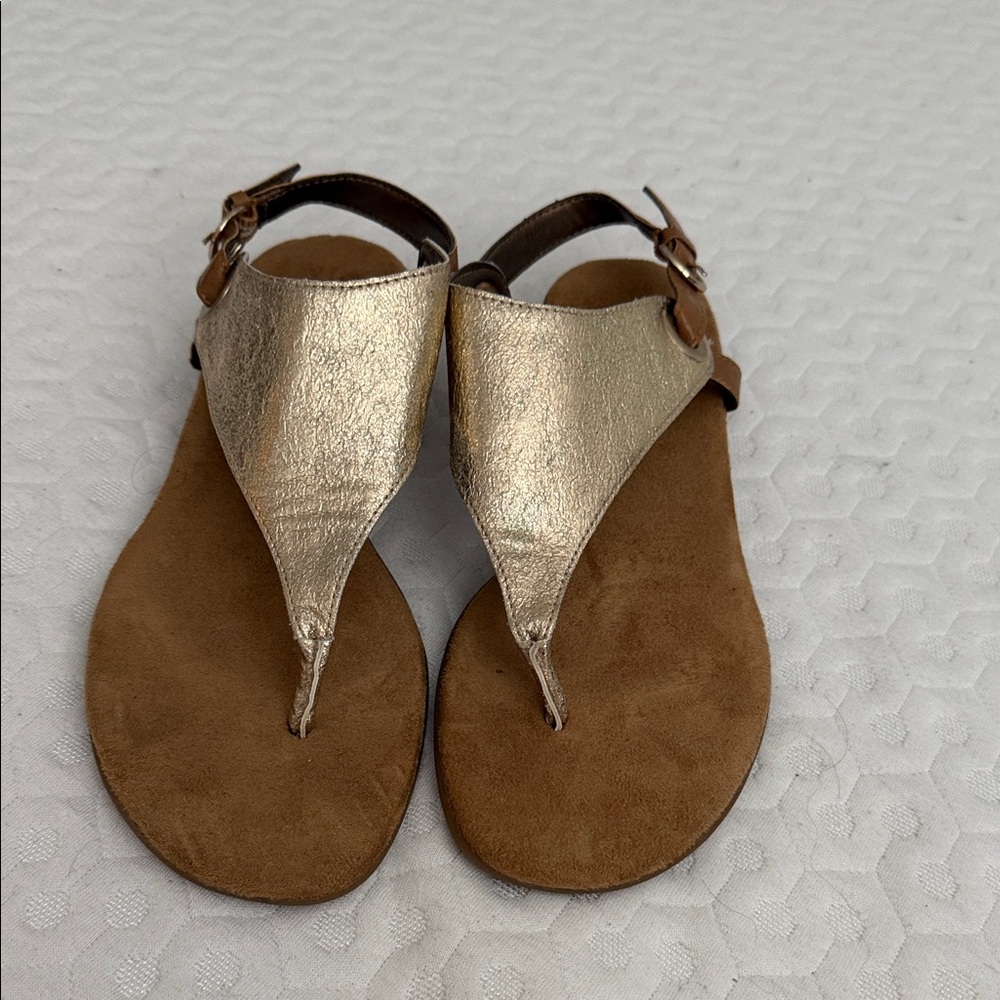 Gold and Tan Women's Sandals